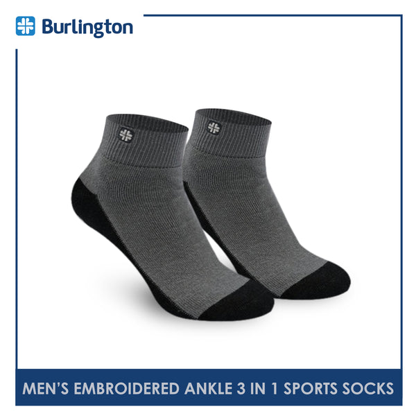 Burlington BMKSEG13 Men's Thick Cotton Ankle Sports Socks 3 pairs in a pack (4769465073769)
