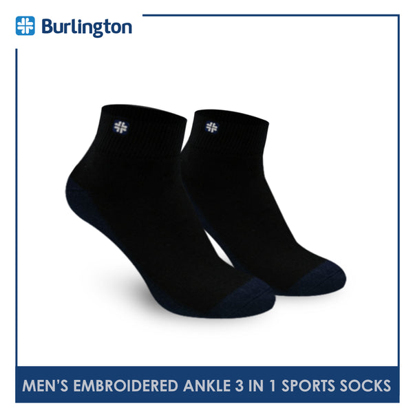 Burlington BMKSEG13 Men's Thick Cotton Ankle Sports Socks 3 pairs in a pack (4769465073769)