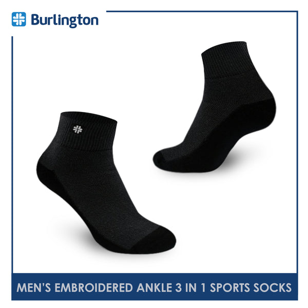 Burlington BMKSEG13 Men's Thick Cotton Ankle Sports Socks 3 pairs in a pack (4769465073769)