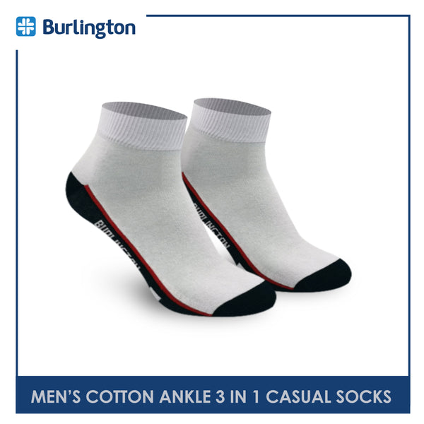 Burlington BMCKG24 Men's Cotton Ankle Casual Socks 3 pairs in a pack (4768515719273)