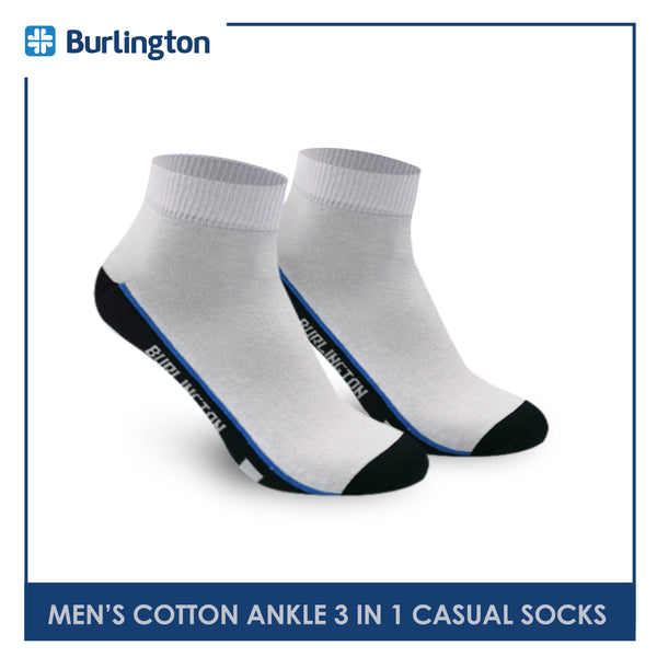 Burlington BMCKG24 Men's Cotton Ankle Casual Socks 3 pairs in a pack (4768515719273)