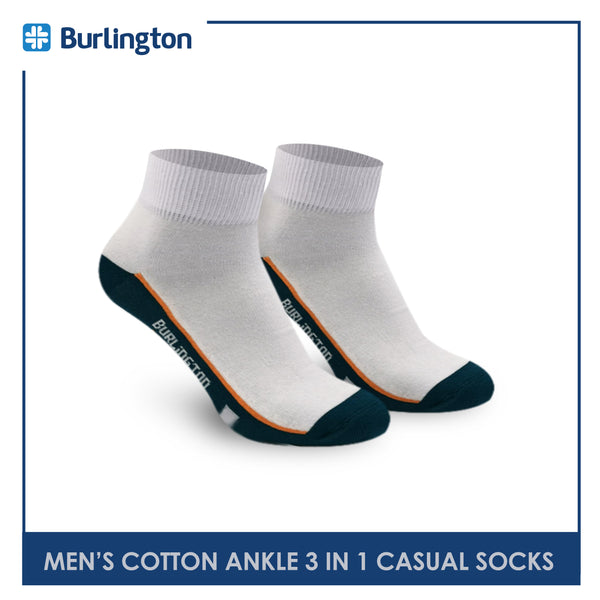 Burlington BMCKG24 Men's Cotton Ankle Casual Socks 3 pairs in a pack (4768515719273)