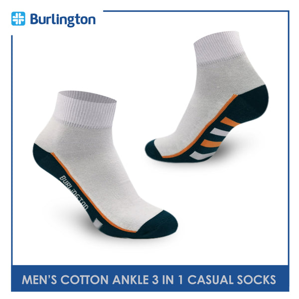 Burlington BMCKG24 Men's Cotton Ankle Casual Socks 3 pairs in a pack (4768515719273)