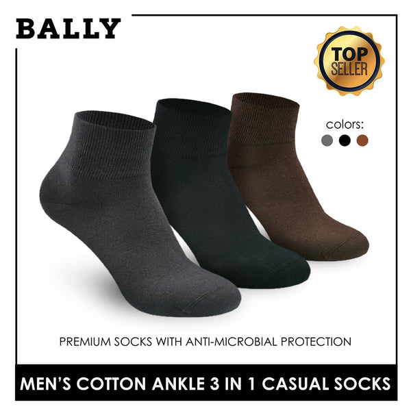 Bally YMCKG142-1 Men's Cotton Ankle Casual Premium Socks 3 pairs in a pack (4568916492393)