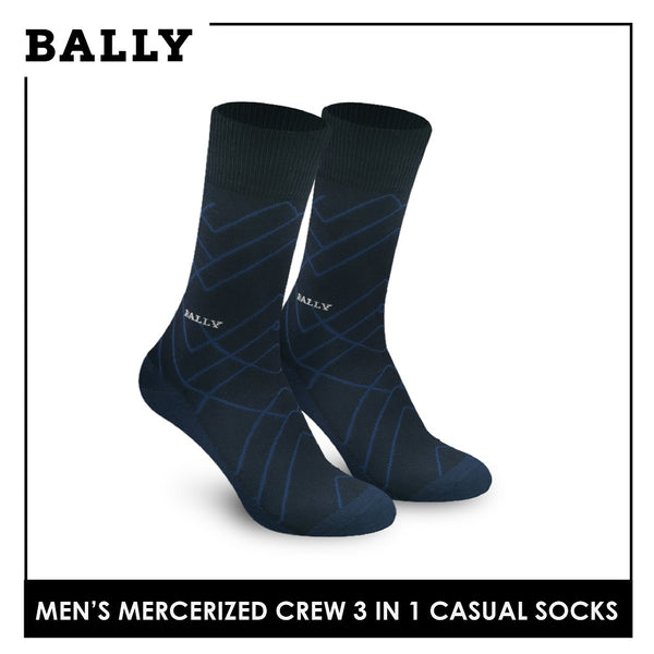 Bally YMMKG6 Men's Mercerized Crew Casual Socks 3 pairs in a pack (4776208990313)