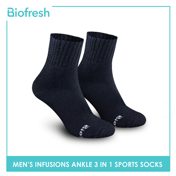 Biofresh Infusion RMSKG18 Men's Cotton Ankle Sports Socks 3-in-1 Pack (4758556180585)