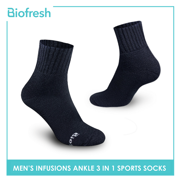 Biofresh Infusion RMSKG18 Men's Cotton Ankle Sports Socks 3-in-1 Pack (4758556180585)