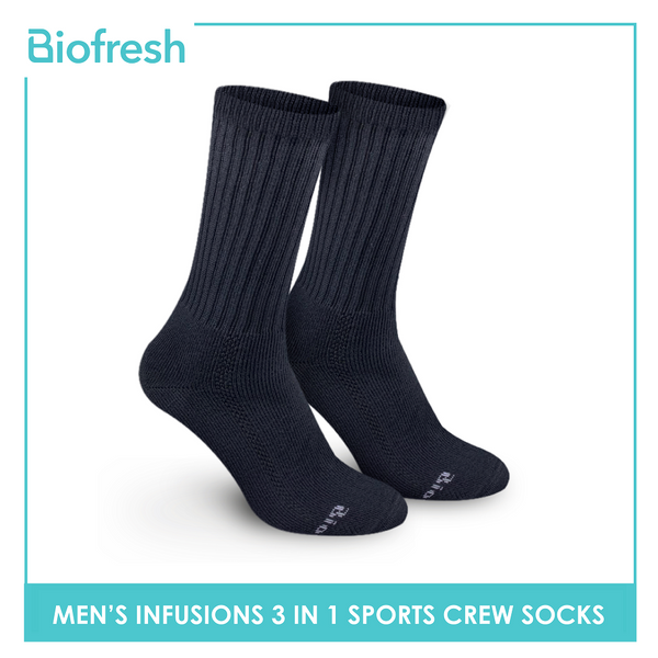 Biofresh Infusion RMSKG20 Men's Cotton Crew Sports Socks 3-in-1 Pack (4758557786217)