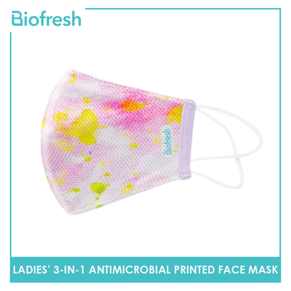 Biofresh RLSMASK  Ladies’ Washable Anti-Microbial Printed Face Mask 3 pcs in a pack (4795530838121)