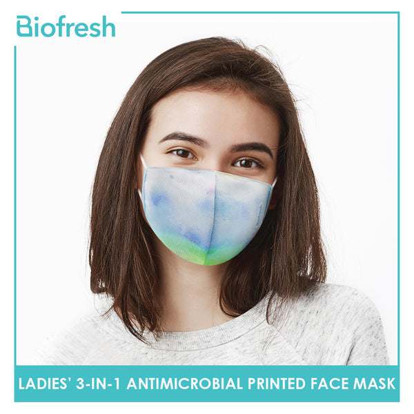 Biofresh RLSMASK  Ladies’ Washable Anti-Microbial Printed Face Mask 3 pcs in a pack (4795530838121)