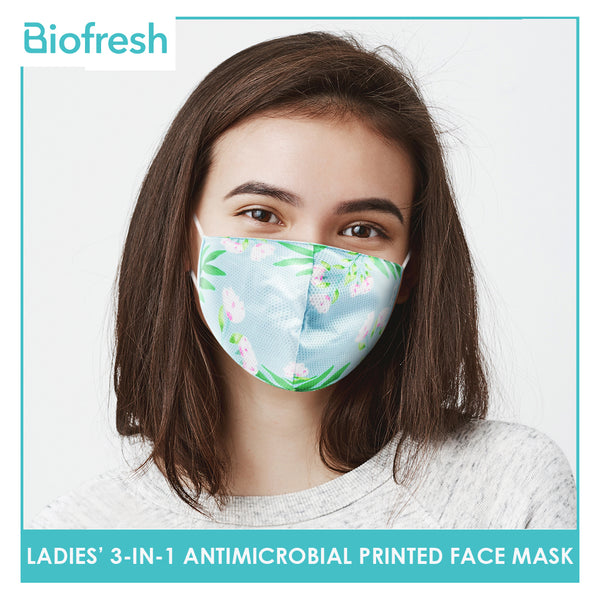 Biofresh RLSMASK  Ladies’ Washable Anti-Microbial Printed Face Mask 3 pcs in a pack (4795530838121)