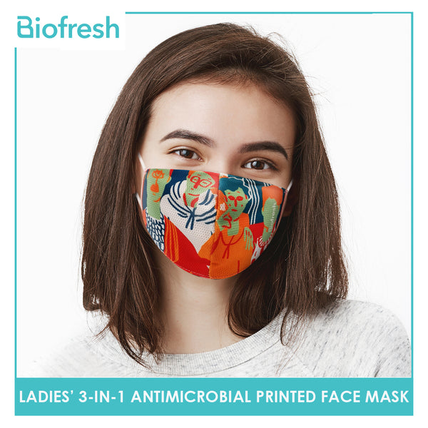 Biofresh RLSMASK  Ladies’ Washable Anti-Microbial Printed Face Mask 3 pcs in a pack (4795530838121)