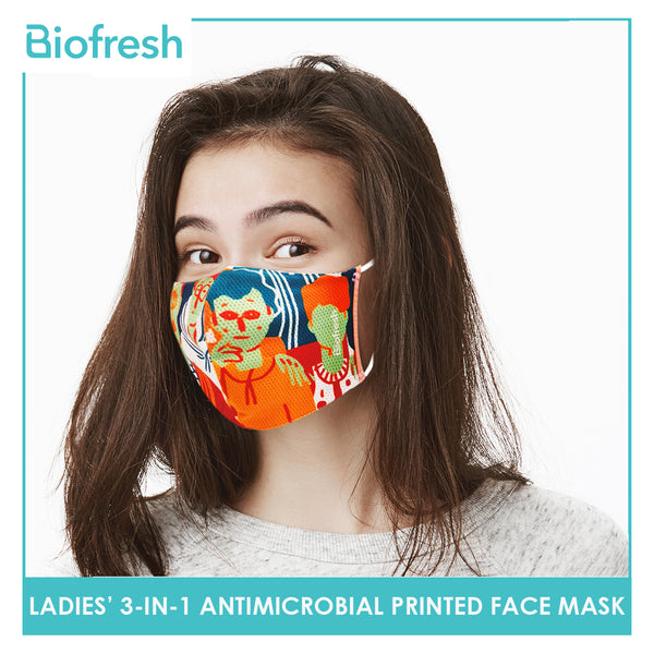 Biofresh RLSMASK  Ladies’ Washable Anti-Microbial Printed Face Mask 3 pcs in a pack (4795530838121)