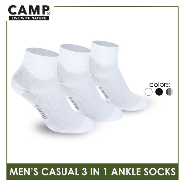 Camp Men's Cotton Lite Thin Casual Ankle Socks 3 pairs in a pack CMC2
