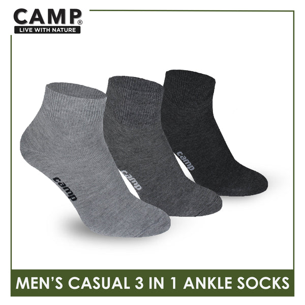 Camp Men's Cotton Lite Thin Casual Ankle Socks 3 pairs in a pack CMC2