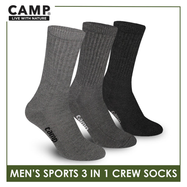 Camp Men's Cotton Thick Sports Crew Socks 3 pairs in a pack CMS3