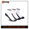 Burlington Boys’ Copper Pro Antimicrobial Cotton Extreme Performance Ankle Socks 3in1 CPBSG2301