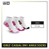 Dri Plus Girls' Children Cotton Ankle Lite Thin Casual Socks 3 pairs in 1 pack DGCG11