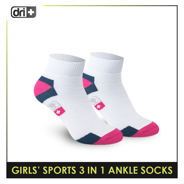 Dri Plus Girls' Children Thick Sports Ankle Socks 3 pairs in a pack DGSG6