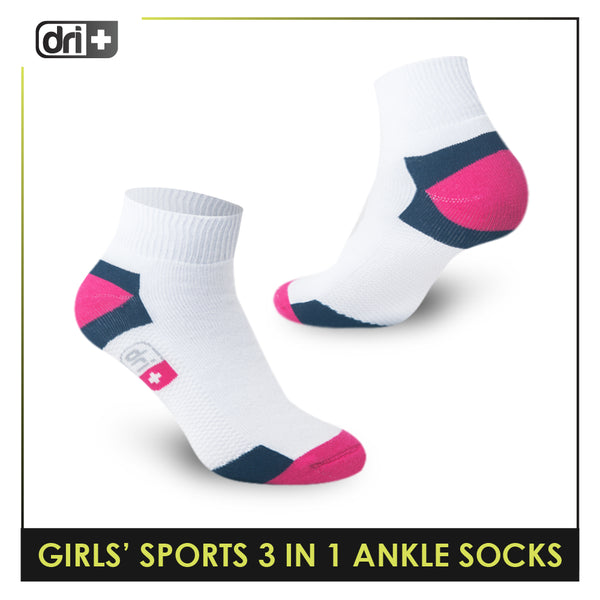 Dri Plus Girls' Children Thick Sports Ankle Socks 3 pairs in a pack DGSG6