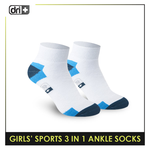 Dri Plus Girls' Children Thick Sports Ankle Socks 3 pairs in a pack DGSG6