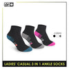 Dri Plus Ladies' Lite Thin Casual Ankle Socks 3 pairs in a pack DLCKG29