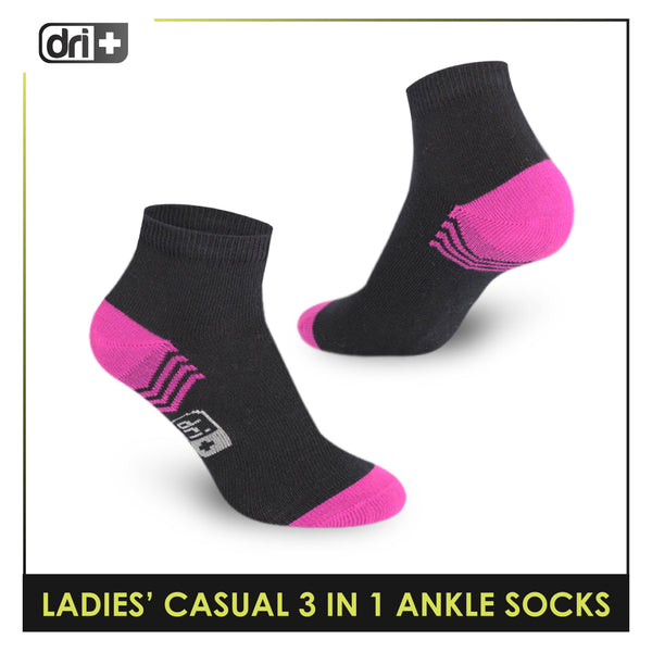 Dri Plus Ladies' Lite Thin Casual Ankle Socks 3 pairs in a pack DLCKG29