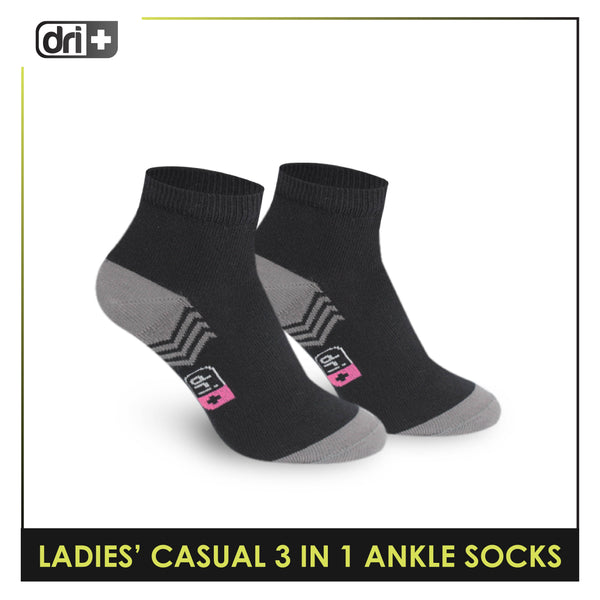 Dri Plus Ladies' Lite Thin Casual Ankle Socks 3 pairs in a pack DLCKG29