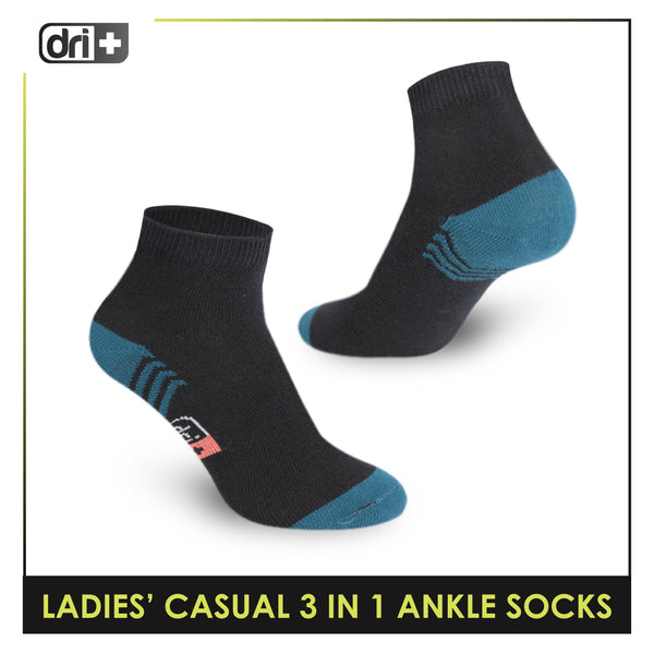 Dri Plus Ladies' Lite Thin Casual Ankle Socks 3 pairs in a pack DLCKG29