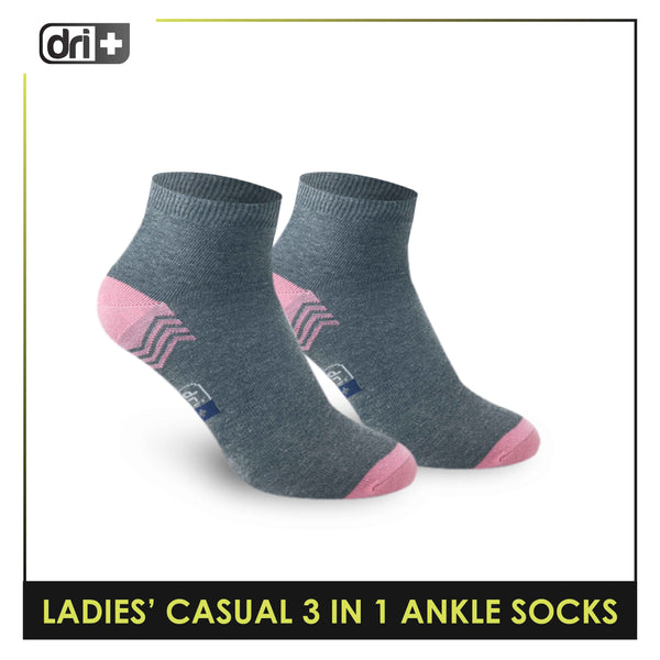 Dri Plus Ladies' Lite Thin Casual Ankle Socks 3 pairs in a pack DLCKG29
