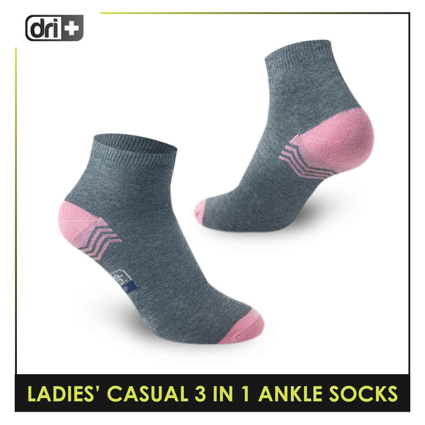 Dri Plus Ladies' Lite Thin Casual Ankle Socks 3 pairs in a pack DLCKG29