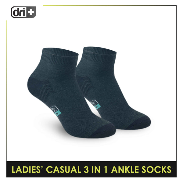 Dri Plus Ladies' Lite Thin Casual Ankle Socks 3 pairs in a pack DLCKG29