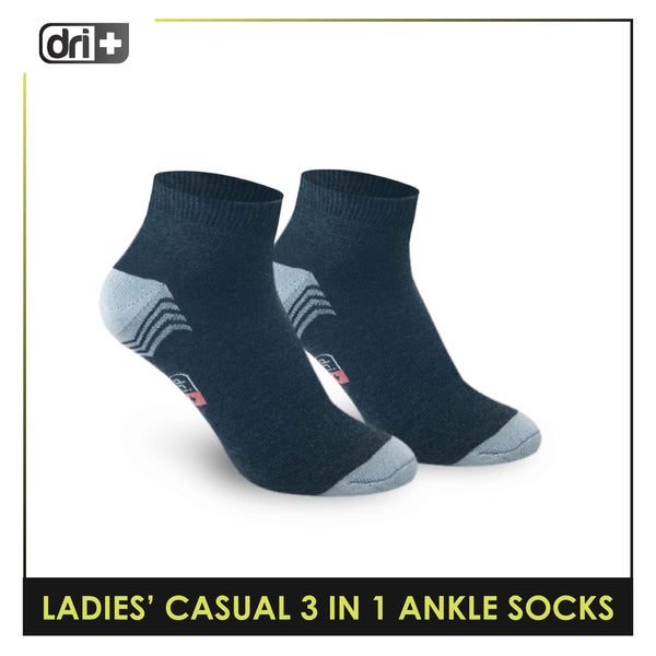 Dri Plus Ladies' Lite Thin Casual Ankle Socks 3 pairs in a pack DLCKG29