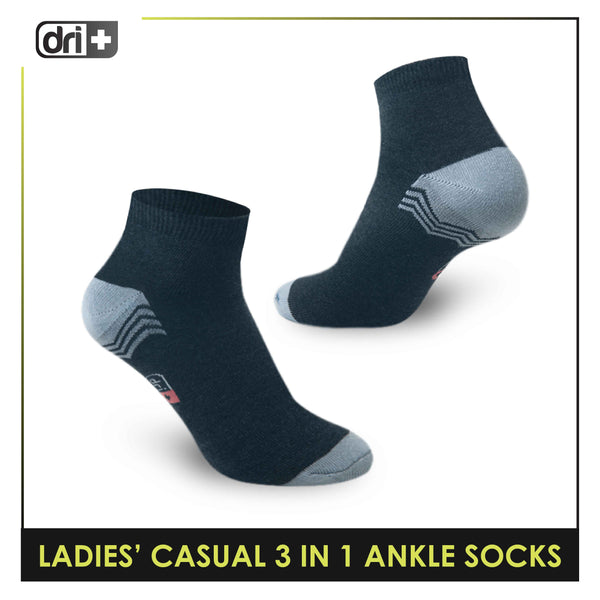 Dri Plus Ladies' Lite Thin Casual Ankle Socks 3 pairs in a pack DLCKG29