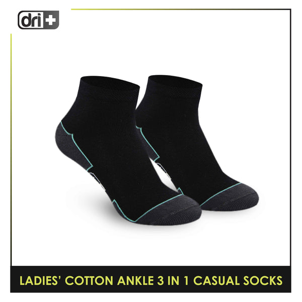 Dri Plus Ladies’ Lite Thin Casual Ankle Socks 3 pairs in a pack DLCKG31