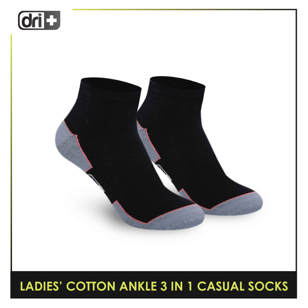 Dri Plus Ladies’ Lite Thin Casual Ankle Socks 3 pairs in a pack DLCKG31