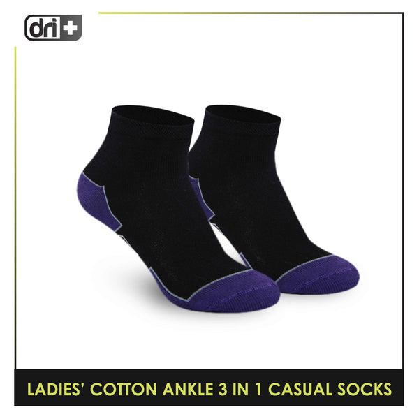 Dri Plus Ladies’ Lite Thin Casual Ankle Socks 3 pairs in a pack DLCKG31