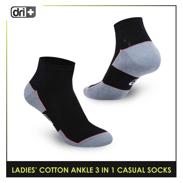 Dri Plus Ladies’ Lite Thin Casual Ankle Socks 3 pairs in a pack DLCKG31