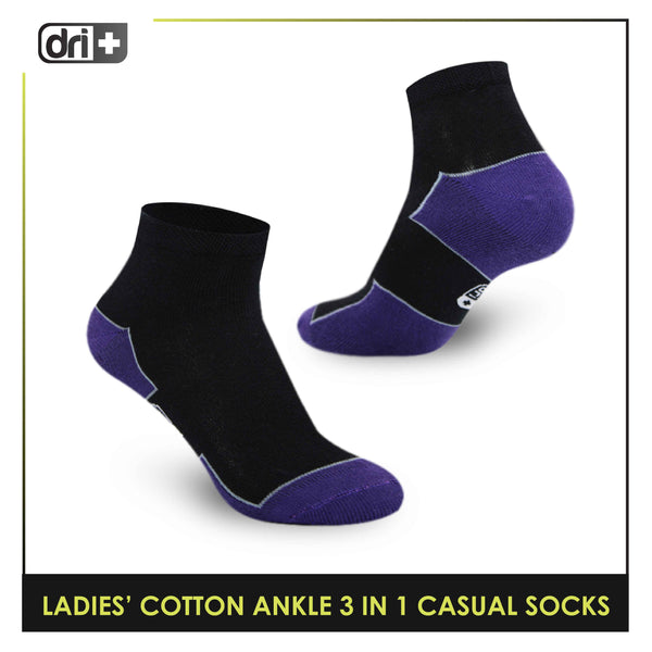 Dri Plus Ladies’ Lite Thin Casual Ankle Socks 3 pairs in a pack DLCKG31