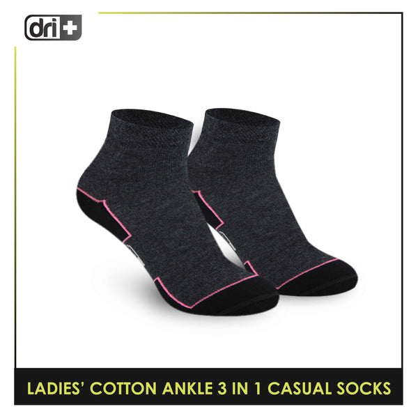 Dri Plus Ladies’ Lite Thin Casual Ankle Socks 3 pairs in a pack DLCKG31