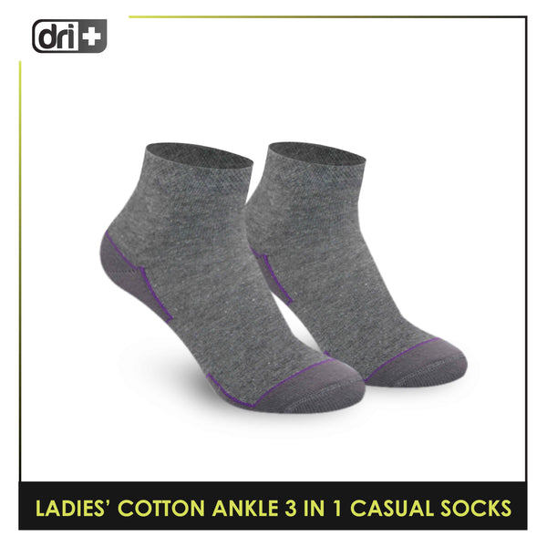 Dri Plus Ladies’ Lite Thin Casual Ankle Socks 3 pairs in a pack DLCKG31