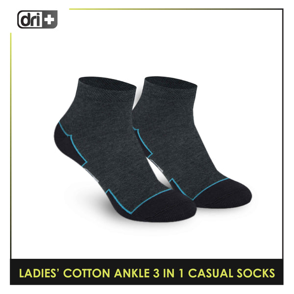 Dri Plus Ladies’ Lite Thin Casual Ankle Socks 3 pairs in a pack DLCKG31