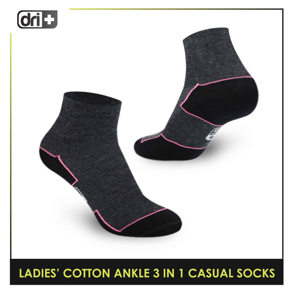Dri Plus Ladies’ Lite Thin Casual Ankle Socks 3 pairs in a pack DLCKG31