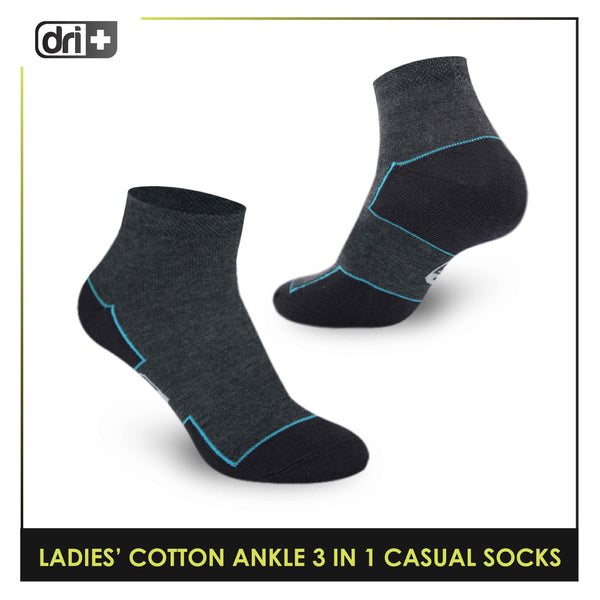Dri Plus Ladies’ Lite Thin Casual Ankle Socks 3 pairs in a pack DLCKG31