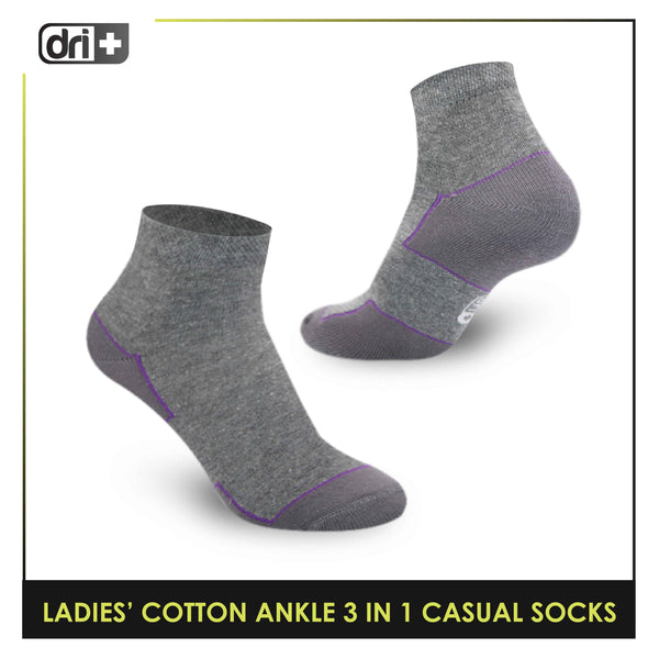 Dri Plus Ladies’ Lite Thin Casual Ankle Socks 3 pairs in a pack DLCKG31