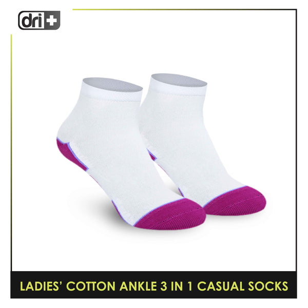 Dri Plus Ladies’ Lite Thin Casual Ankle Socks 3 pairs in a pack DLCKG31
