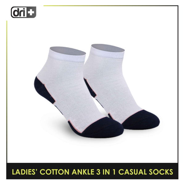 Dri Plus Ladies’ Lite Thin Casual Ankle Socks 3 pairs in a pack DLCKG31