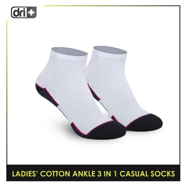 Dri Plus Ladies’ Lite Thin Casual Ankle Socks 3 pairs in a pack DLCKG31