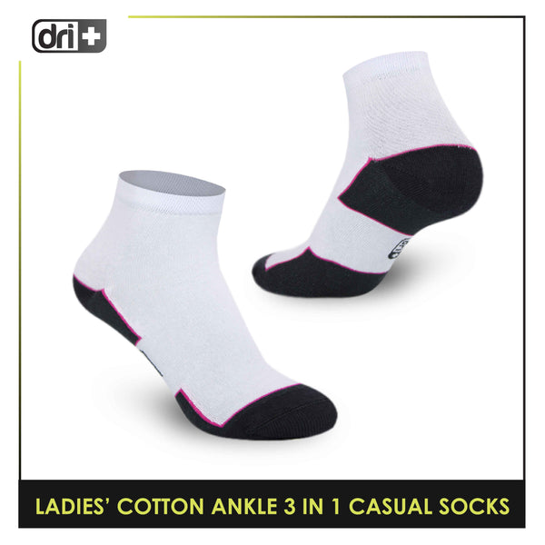 Dri Plus Ladies’ Lite Thin Casual Ankle Socks 3 pairs in a pack DLCKG31