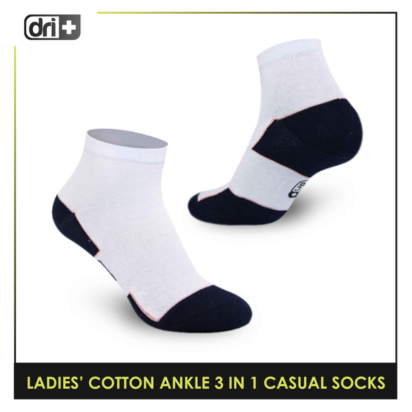 Dri Plus Ladies’ Lite Thin Casual Ankle Socks 3 pairs in a pack DLCKG31